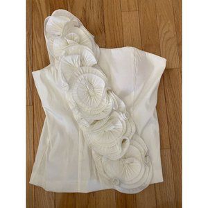 Faisca Cream On Shoulder Ruffle Accent Heavy Material Large Fun Unique Designer